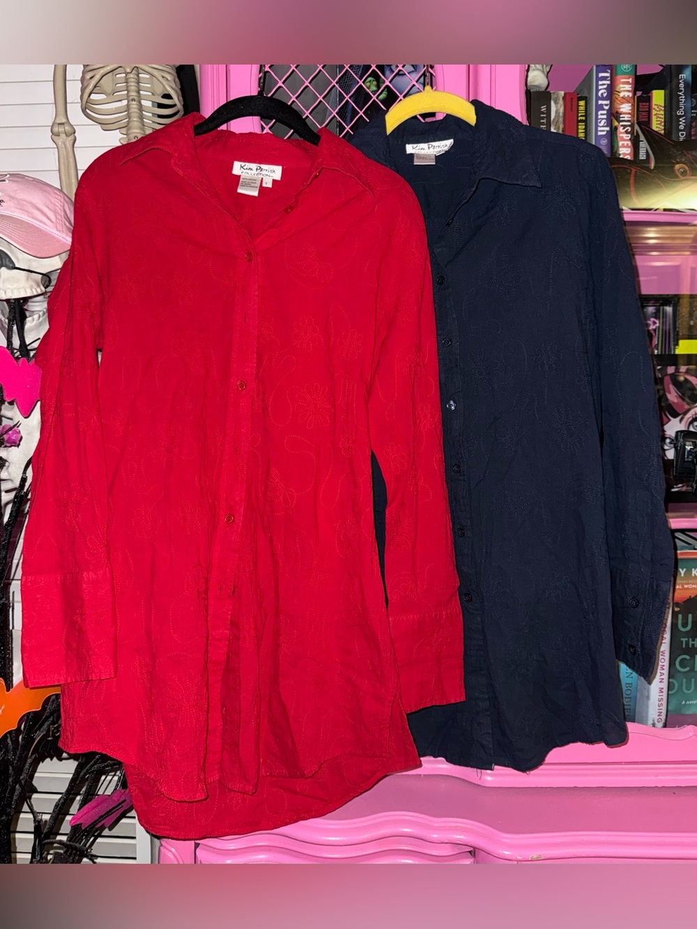 VTG Y2K Kim Parrish embroidered button front shirt bundle size Large
